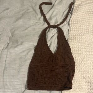 halter neck brown bluenotes top